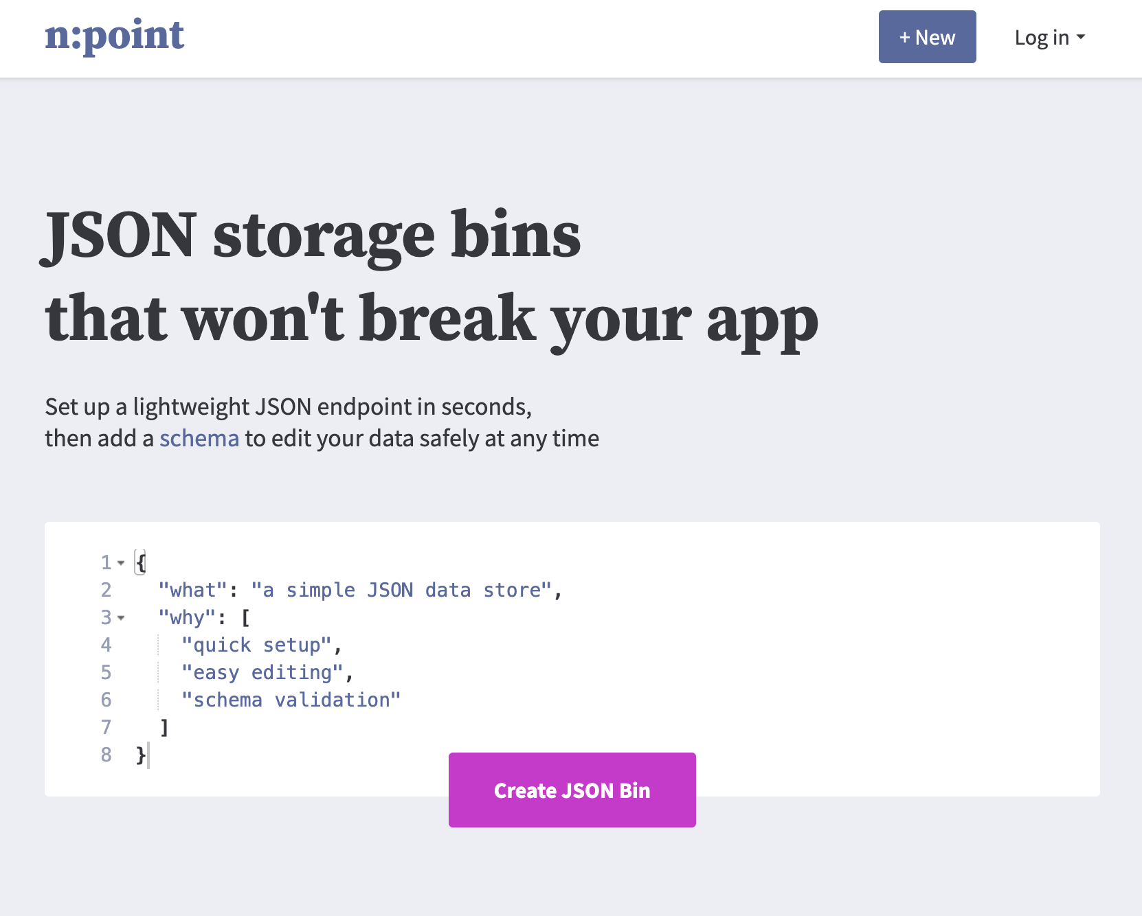 Create new JSON object using npoint.io