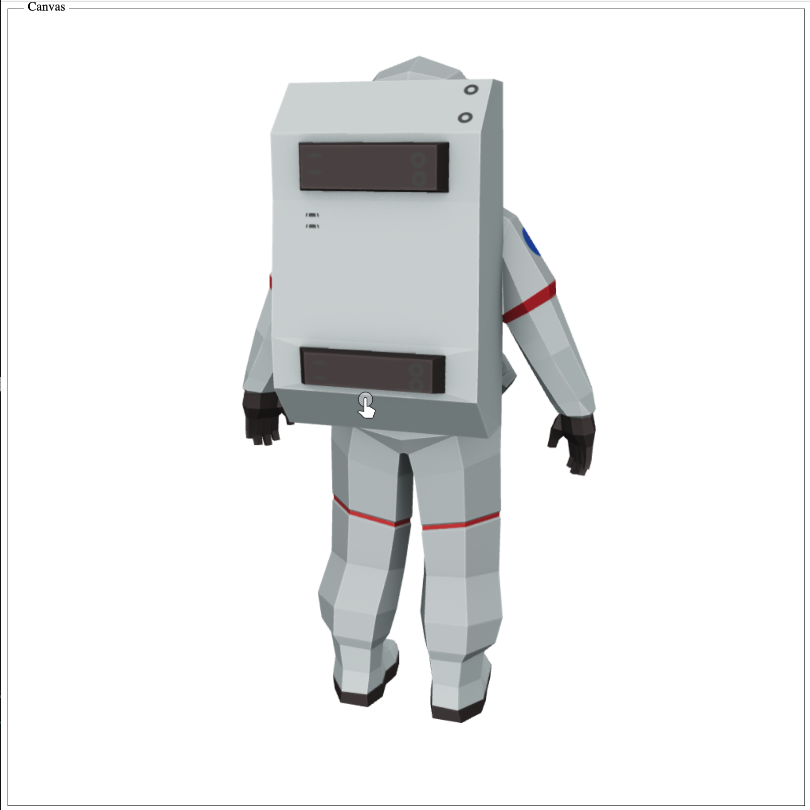 Demo showing the Astronaut 3d model on a 2d canvas